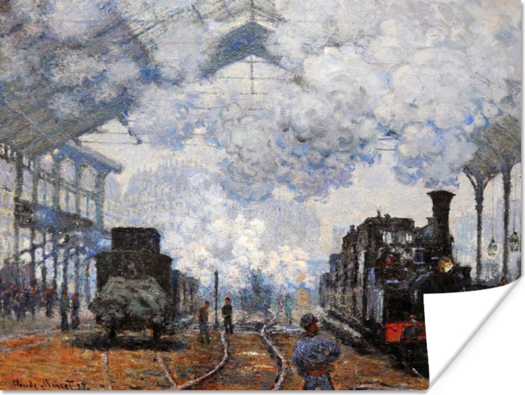 MuchoWow Poster Außenansicht des Bahnhofs Saint-Lazare - Gemälde von Claude Monet 40x30 cm - Plakate für die Wände - Poster Wohnzimmer