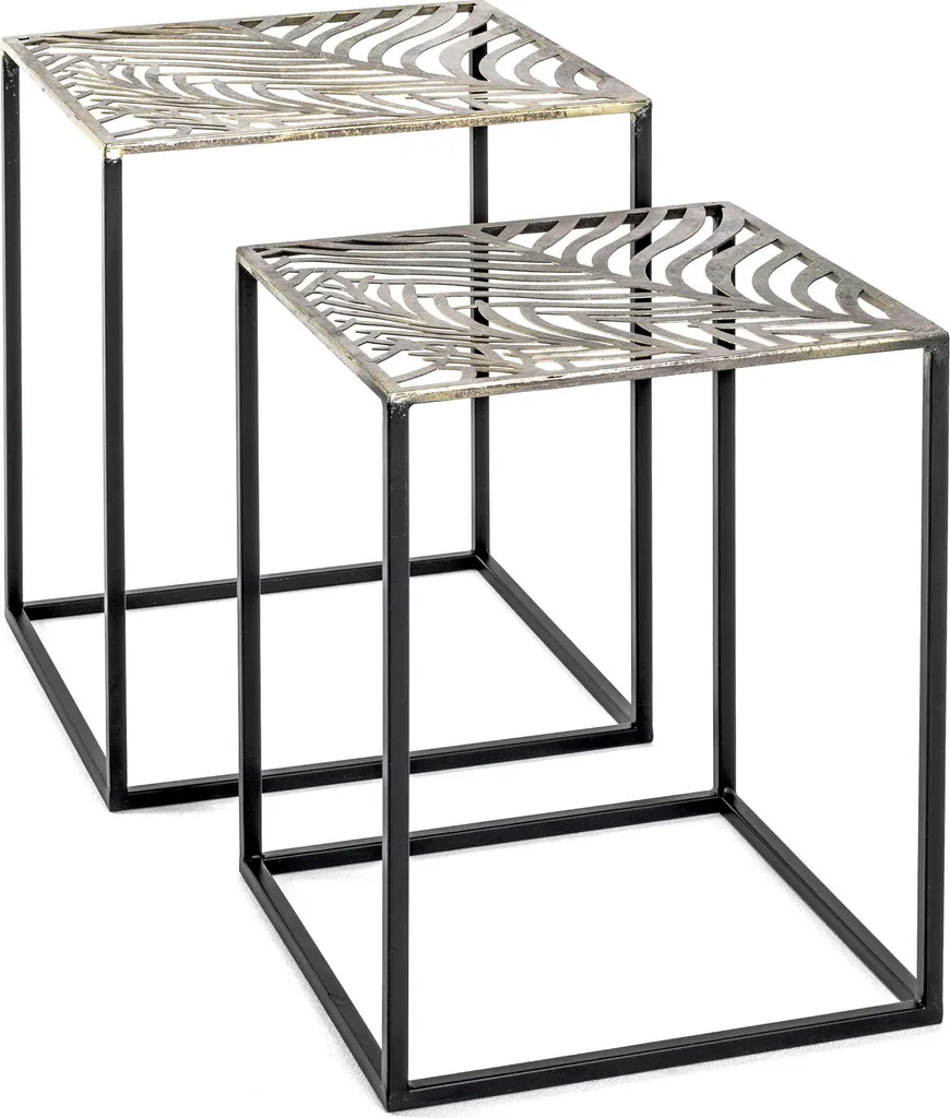 HAKU Möbel Tavolino set di 2 tavolini in bronzo, nero - metallo, L/A/D: 35/40 x 45/50 x 35/40 cm