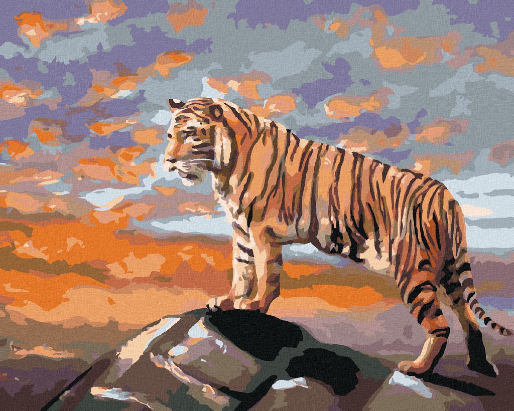 Zuty - Malen nach Zahlen - TIGER AUF EINEM FELSEN (D. RUSTY RUST), 40x50 cm, ohne Keilrahmen