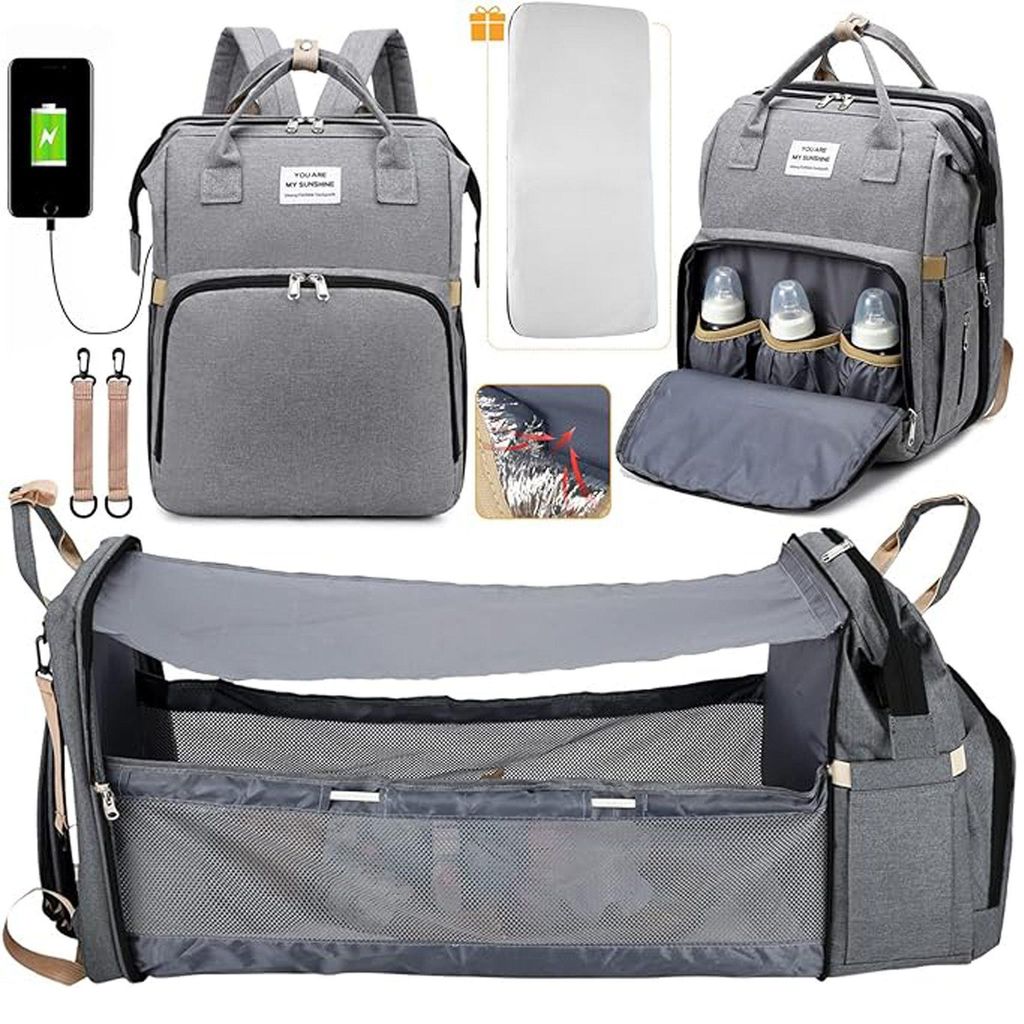 Baby Wickelrucksack, Wickeltasche Multifunktions Reise Rucksack mit Wickelunterlage multifunktional Wasserabweisend und kinderwagengurte,Große