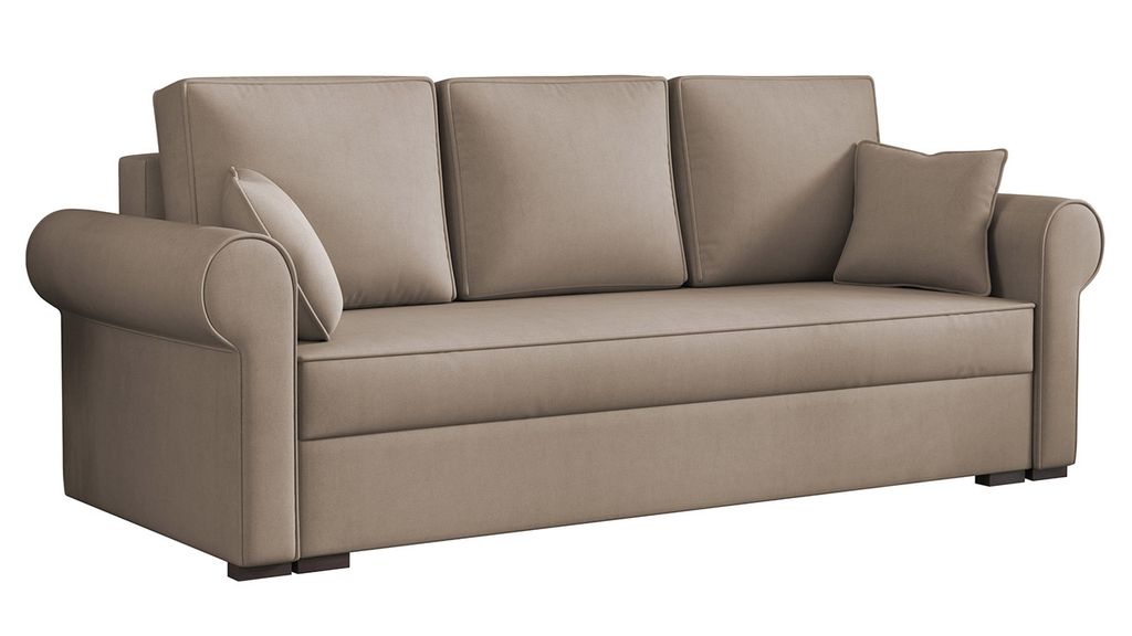 MIRJAN24 Sofa Olimpia, Schlafsofa mit Bettkasten, Stilvoll Couch, Polstersofa mit Kissen, Wohnzimmer (Farbe: Mono 232)