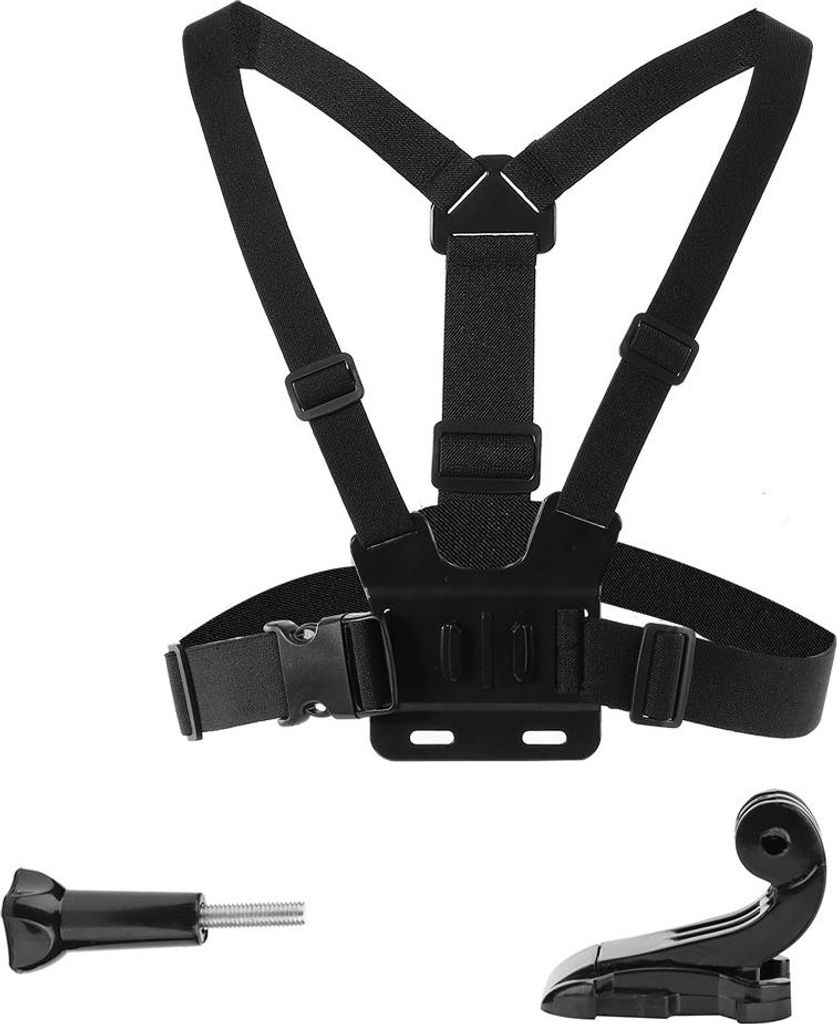 Verstellbarer Kamera-Brustgurt mit bequemer J-Haken-Gurthalterung in Schwarz für Gopro-Kameras