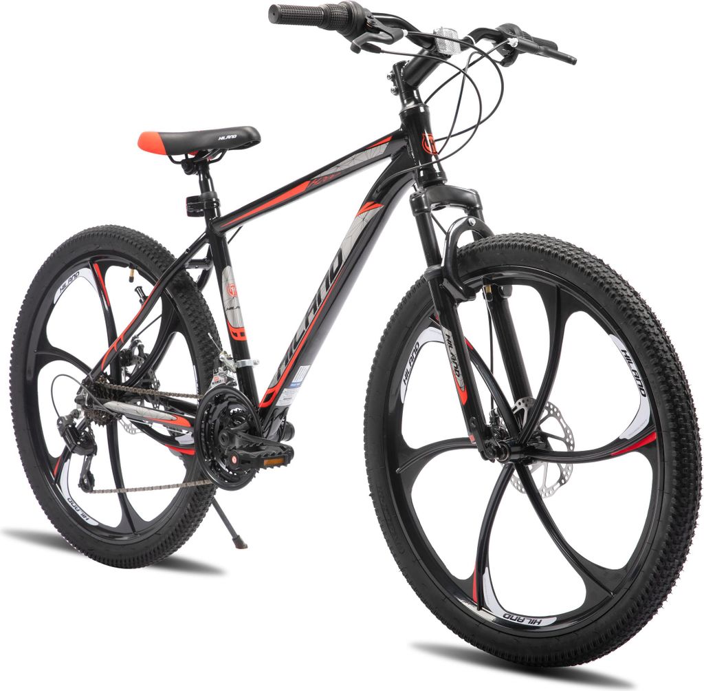 HILAND Herren Damen Mountainbike 26 Zoll, 18-Gang, Aluminium-Rahmen, Scheibenbremsen, Drei-Speichen-Laufräder, Studenten-Pendlerfahrrad