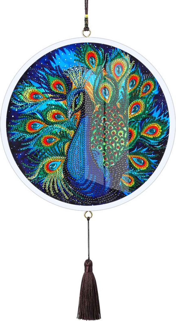 DIY-Diamant-Malerei, 5D DIY-Diamant-Malerei Sonderform Pfau mit Quastenanhänger