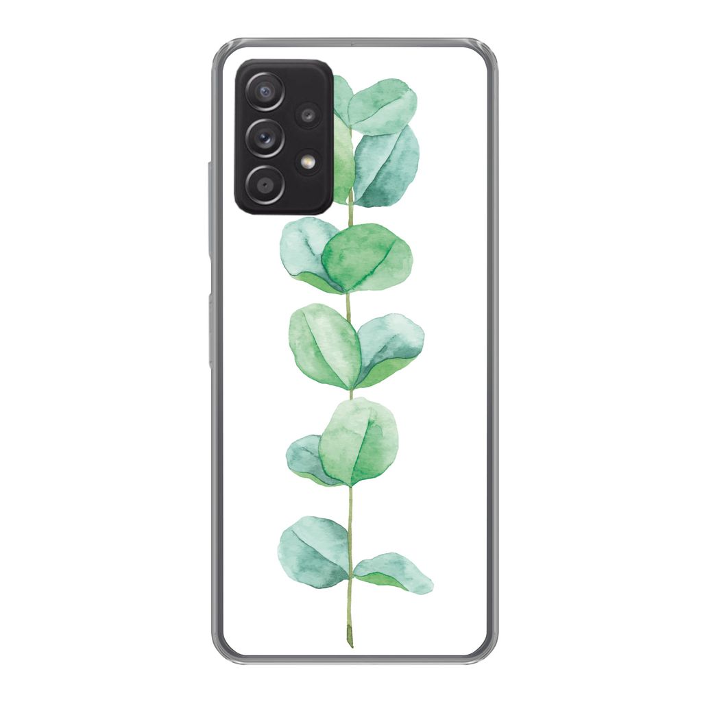 MuchoWow Handyhülle Schutzhülle Hülle für Samsung Galaxy A53 5G Aquarell - Eukalyptus - Pflanze Silikon Softcase Handy Hülle - Schutzabdeckung