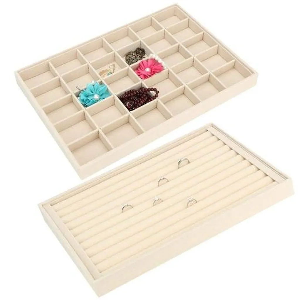 Organiseur bijoux en velours doux avec tiroirs de rangement amovibles