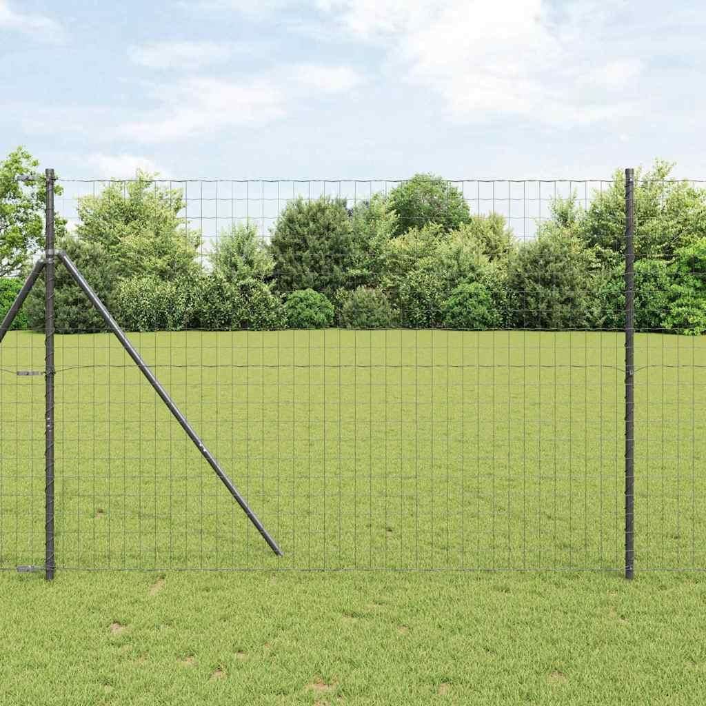 Maison Exclusive - Zaun mit Pfosten Grau 1,5 x 10 m Stahl