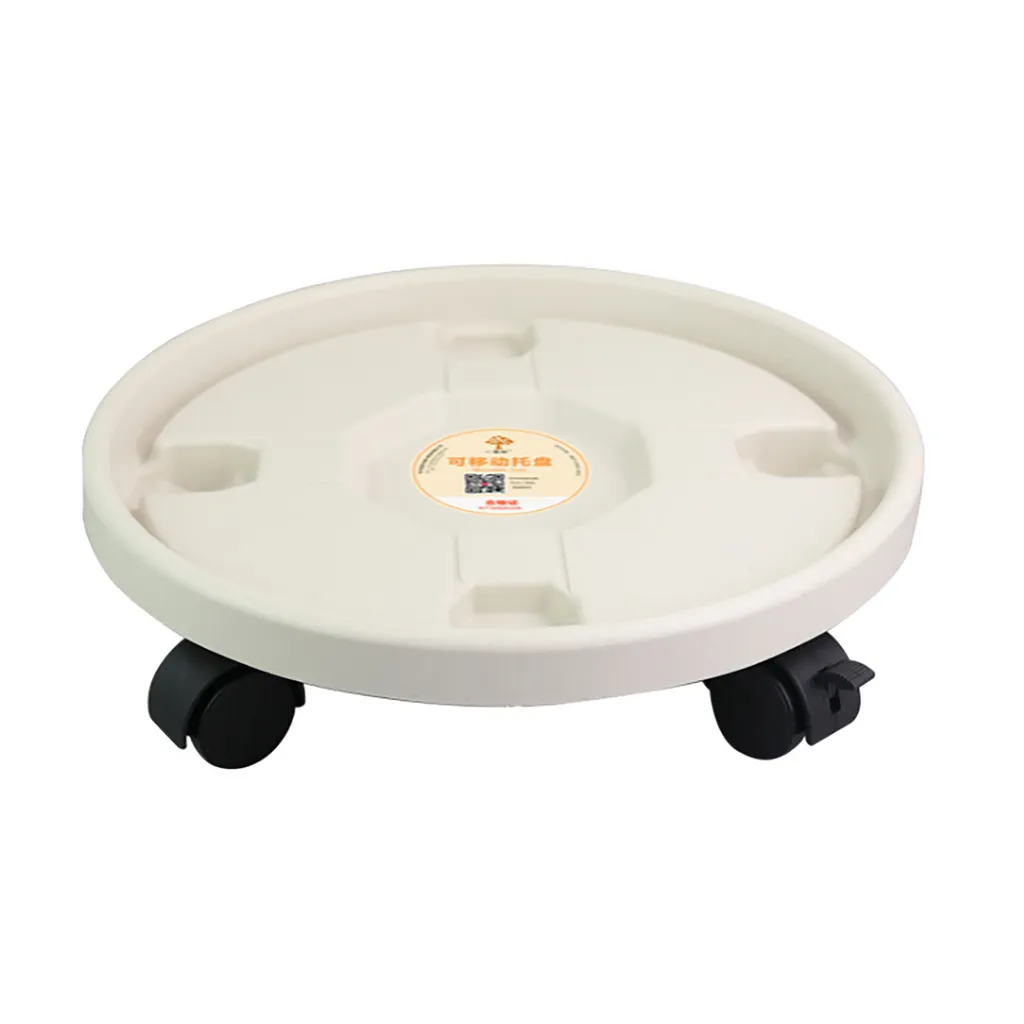 Support plantes pour balcon et salon - Plateau mobile rond 25cm Blanc
