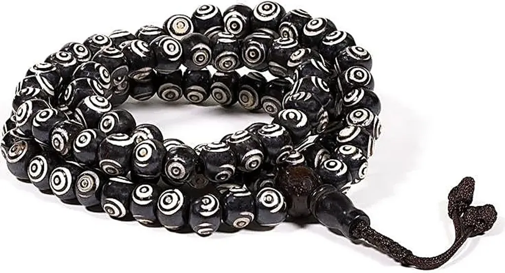 Mala 108 Perles Os Noir et Blanc 0,8 cm pour Concentration et Calme