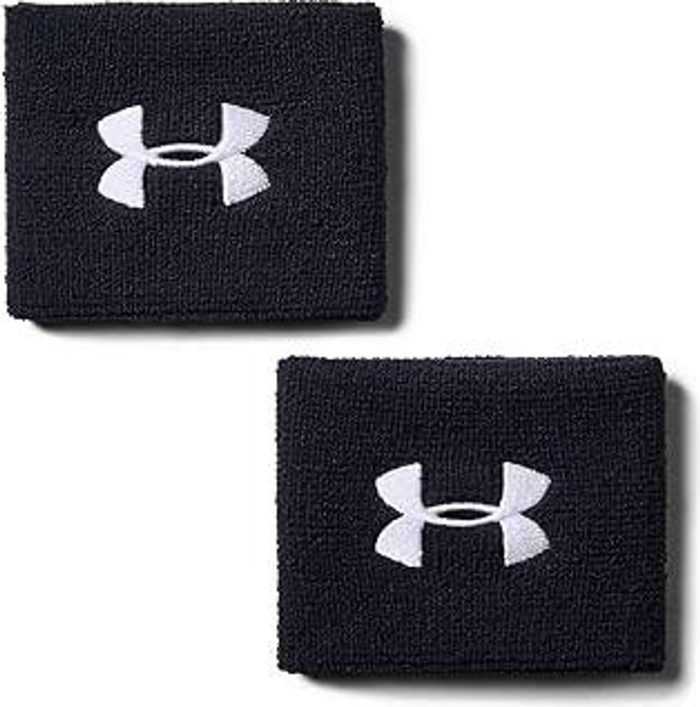 Under Armour Unisex UA Performance Wristband, 2er-Pack schweißableitendes Fitnessband, Flexibles Schweißband mit Logo