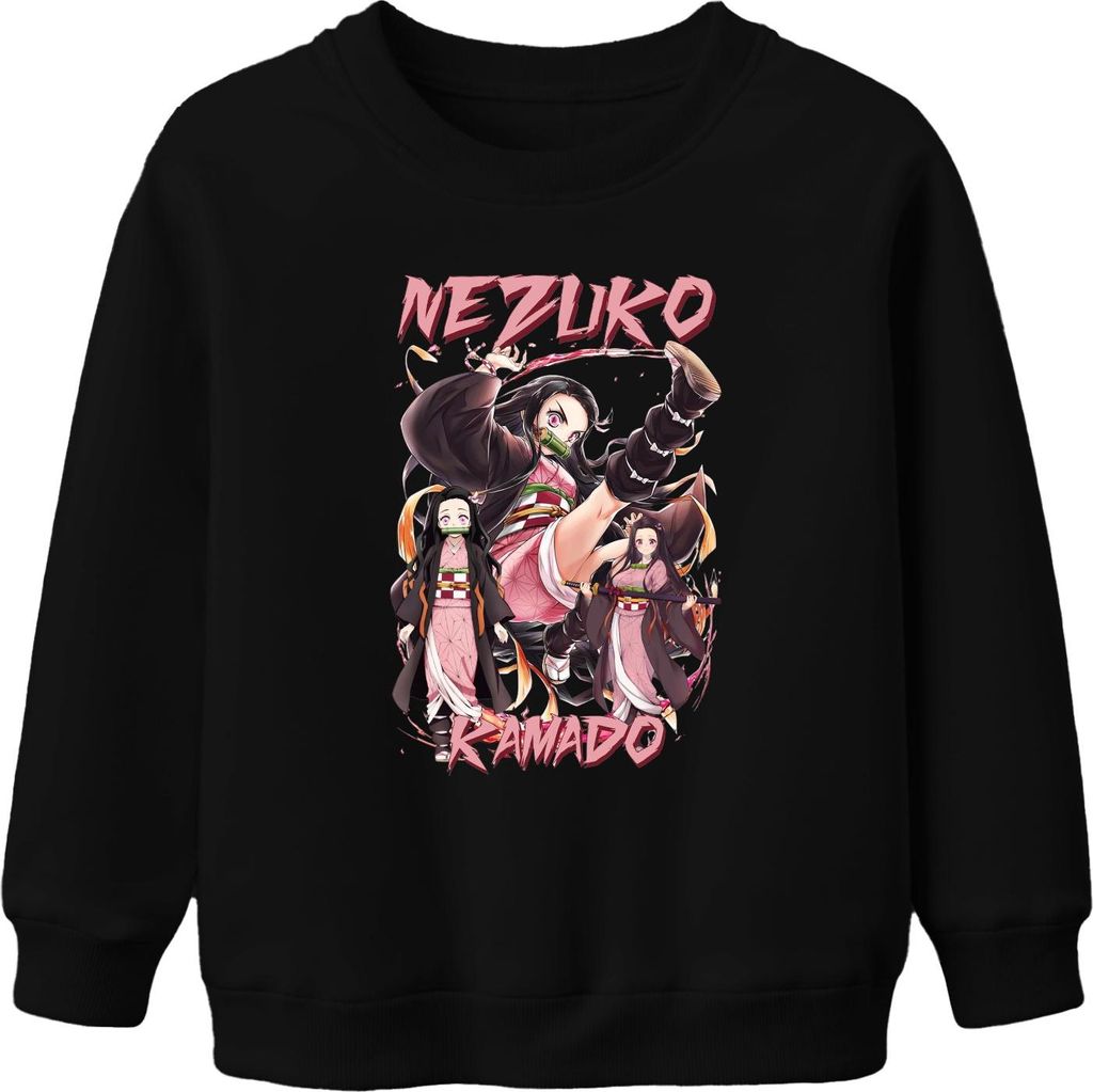 Nezuko Kamado Anime Kimono Bambus Dämonenjäger Geschenk Cosplay Uni Kinder Sweatshirt Pullover, Schwarz, 116