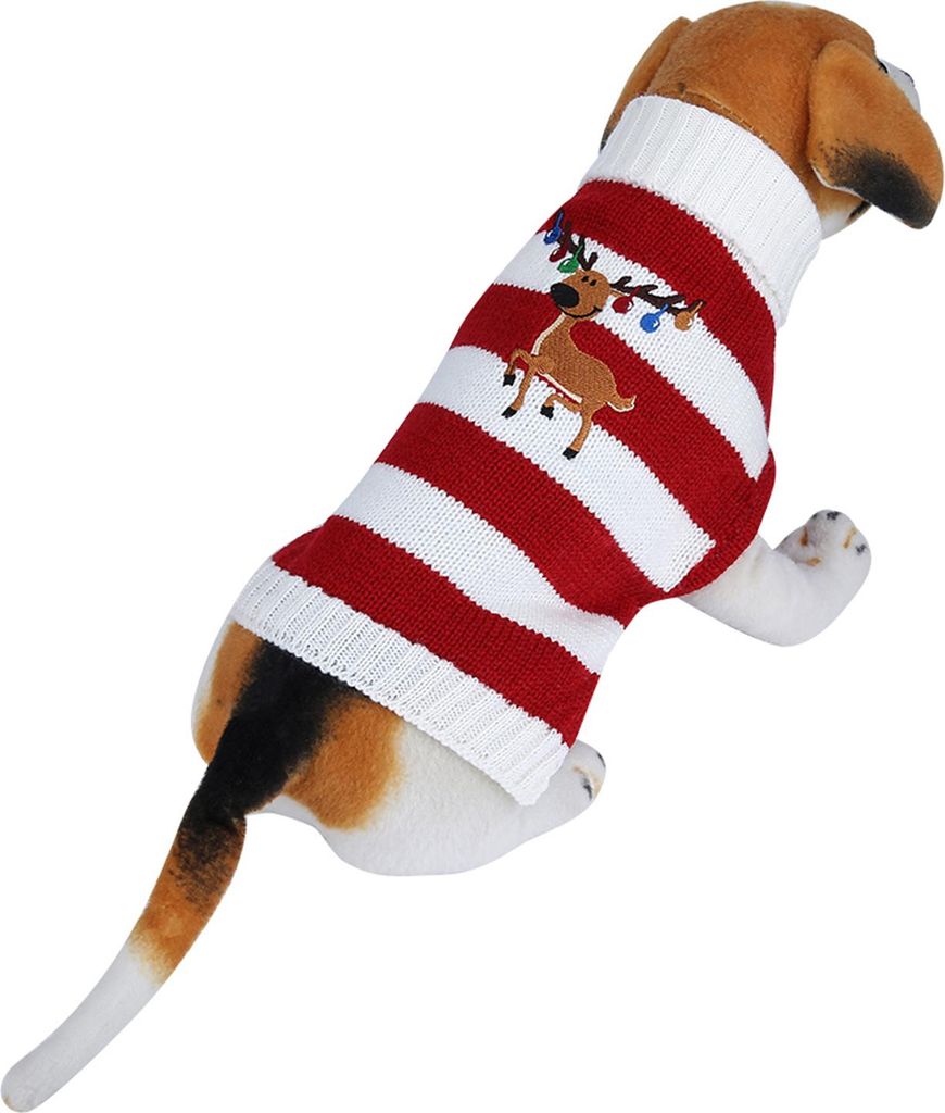 Modische Haustier warmen Pullover niedlichen Streifen Kleidung Katze Hund Wintermantel für Weihnachten (rot XS)