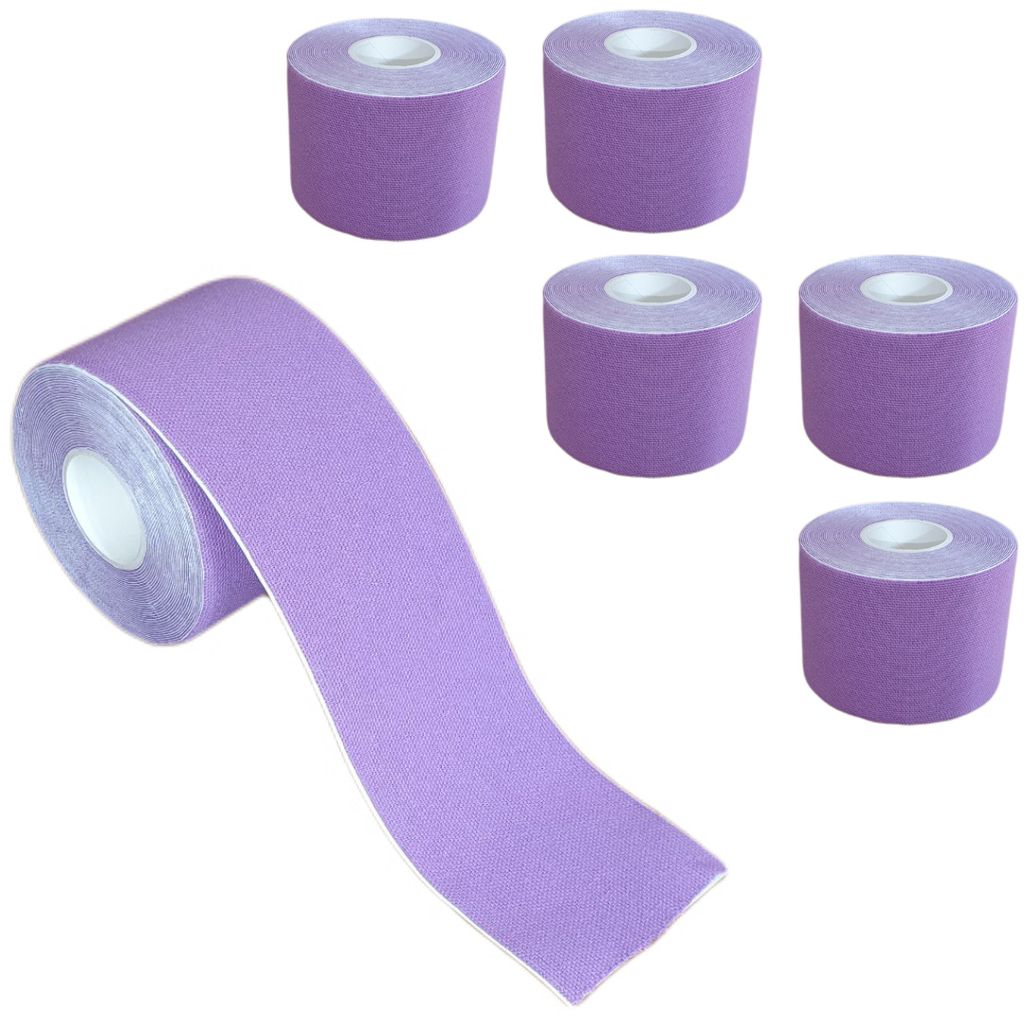 6 Rollen - Tapefactory24 Getting Started Kinesiologie Tape 5cm x 5m - lila, Tapes Taping Klebeband Tapeverband Bandage wasserfest