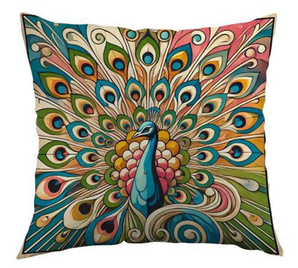 Boho-Pfauen-Kissenbezug, farbenfroher Pfauen-Dekokissenbezug, dekorativer Kissenbezug für Sofa, Wohnzimmer, Schlafzimmer, Heimdekoration