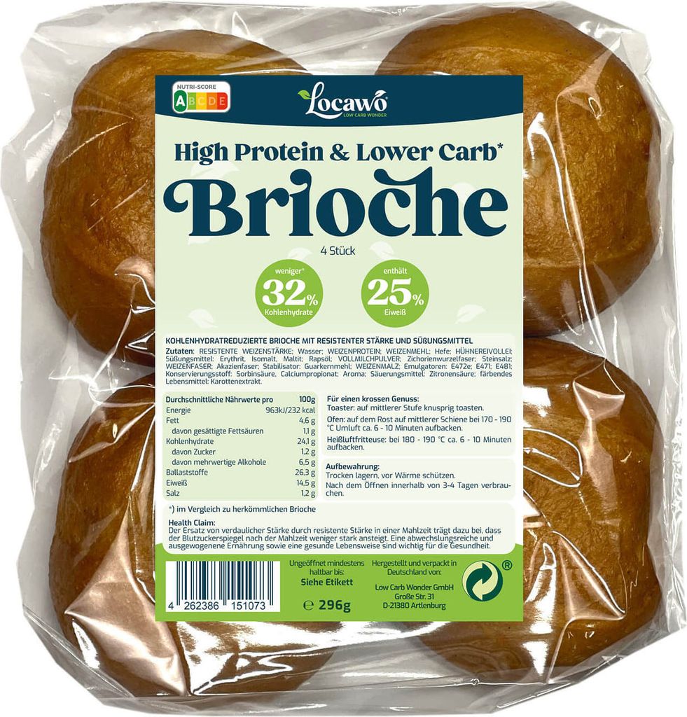 Locawo High Protein Low Carb Brioche Brötchen | Burger Bun Produktbild 