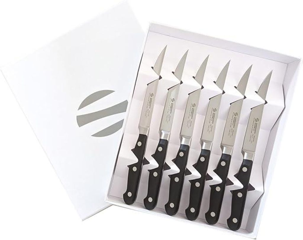 Ambrogio Sanelli - Maitre - Nitrogen Edelstahlmesser - Steakmesser-Set mit halb gezahnter Klinge 11 cm