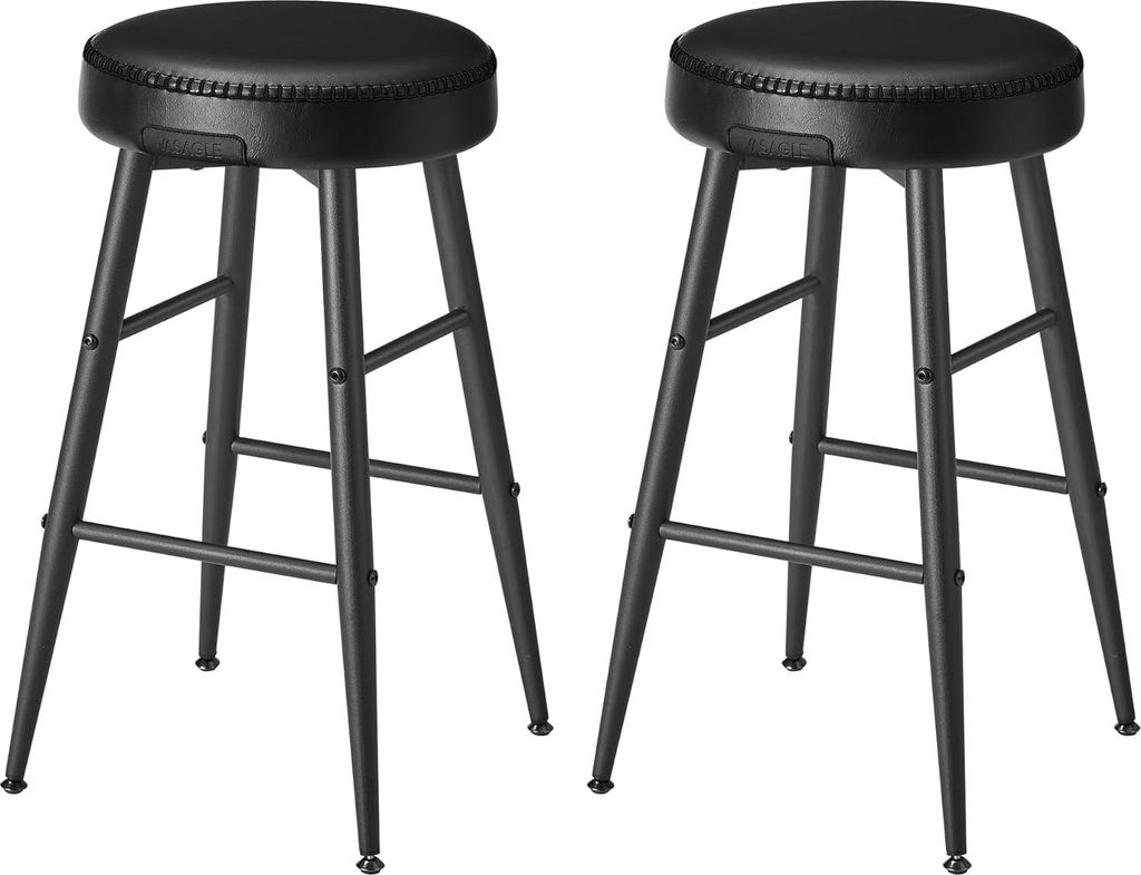 Songmics Barhocker 2er Set Kunstleder tintenschwarz Small