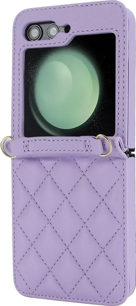 Must-Have Cover Samsung Z Flip7 Viola Rombi con Laccetto Fashion