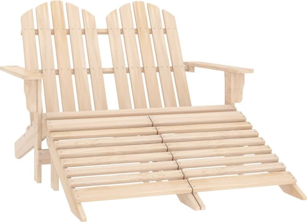 The Living Store 2-Sitzer Adirondack-Gartenbank mit Fußstütze Tannenholz
