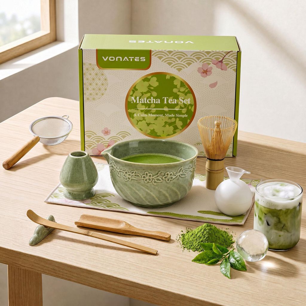 VONATES Matcha Set 9-teilig, Matcha-Besen Set mit Keramik Produktbild 