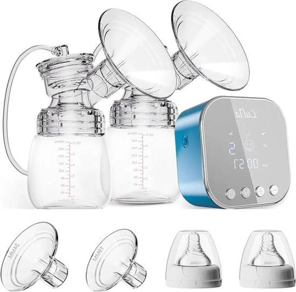 Tire-lait électrique rechargeable 4 modes et 9 niveaux de succion, bleu
