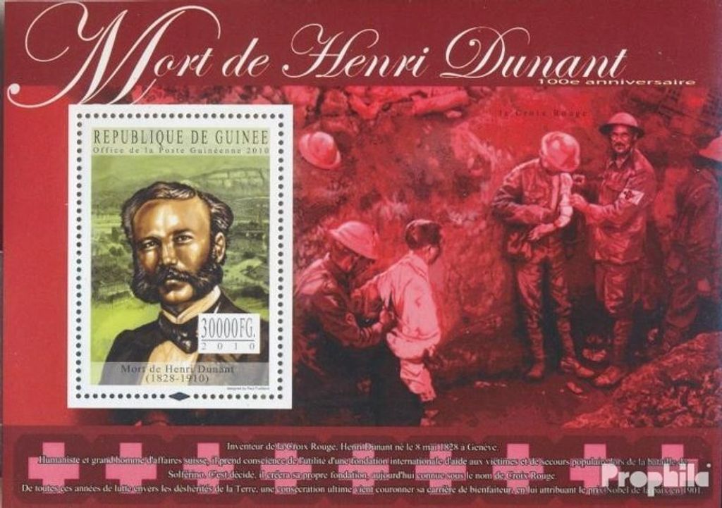 Briefmarken Guinea 2010 Mi Block 1849 (kompl. Ausgabe) postfrisch Henri Dunant (1828-1910)
