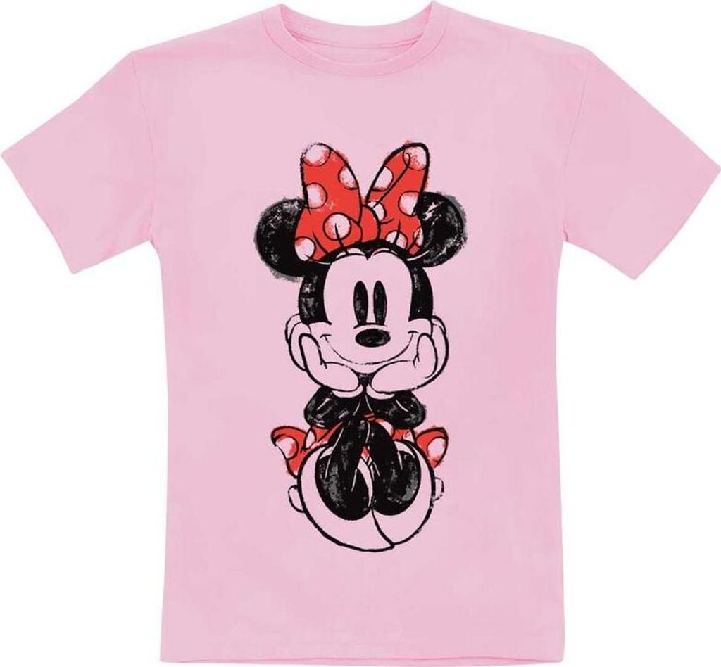 Mickey Mouse T-Shirt Uni Kids - Sitting Minnie Sketch pink 152