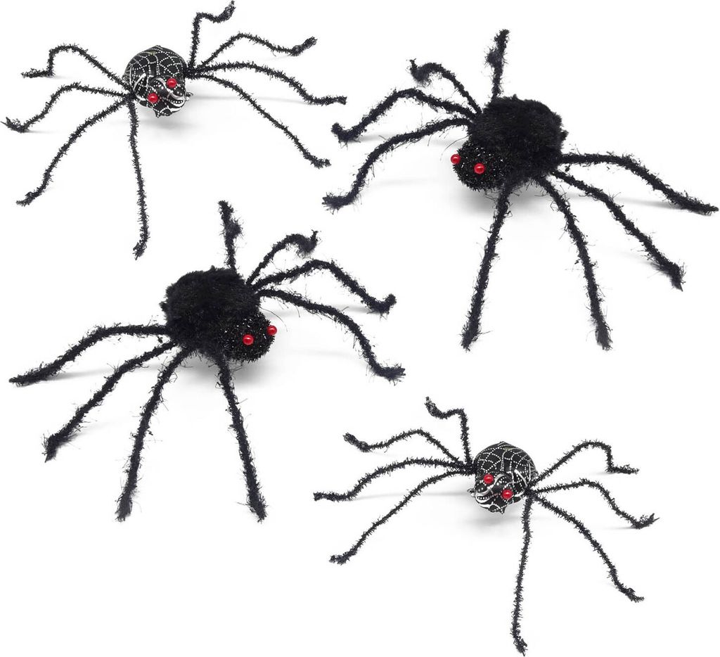 Halloween Deko Spinnen (4 Stück) 25x20cm Produktbild 