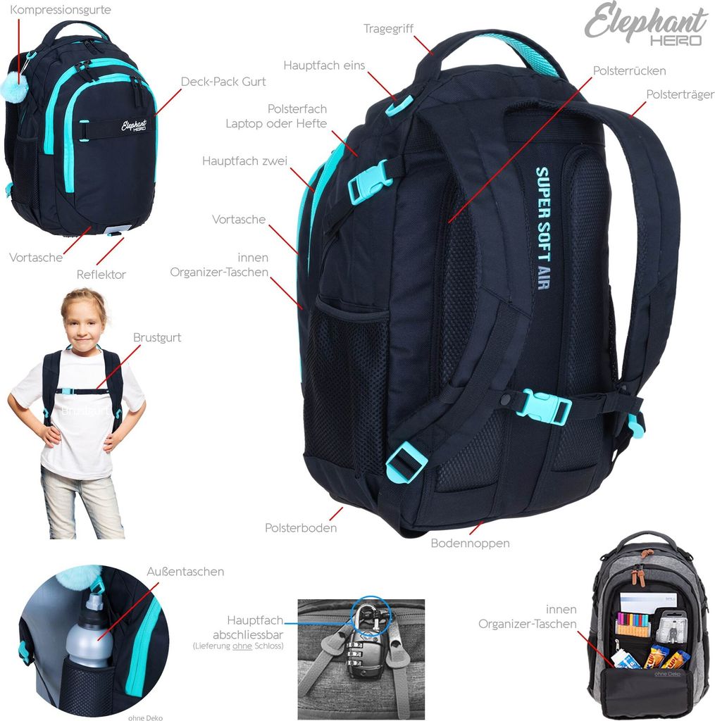 Schulrucksack Elephant Hero Signature Rucksack Mädchen Produktbild 4