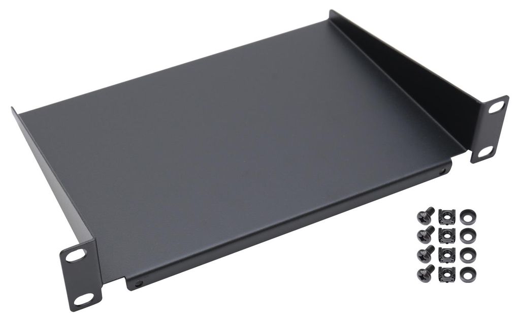 Fachboden für 10 Zoll Serverschränke mit 1 Höheneinheit von HMF mit 25.4 cm Breite in Schwarz