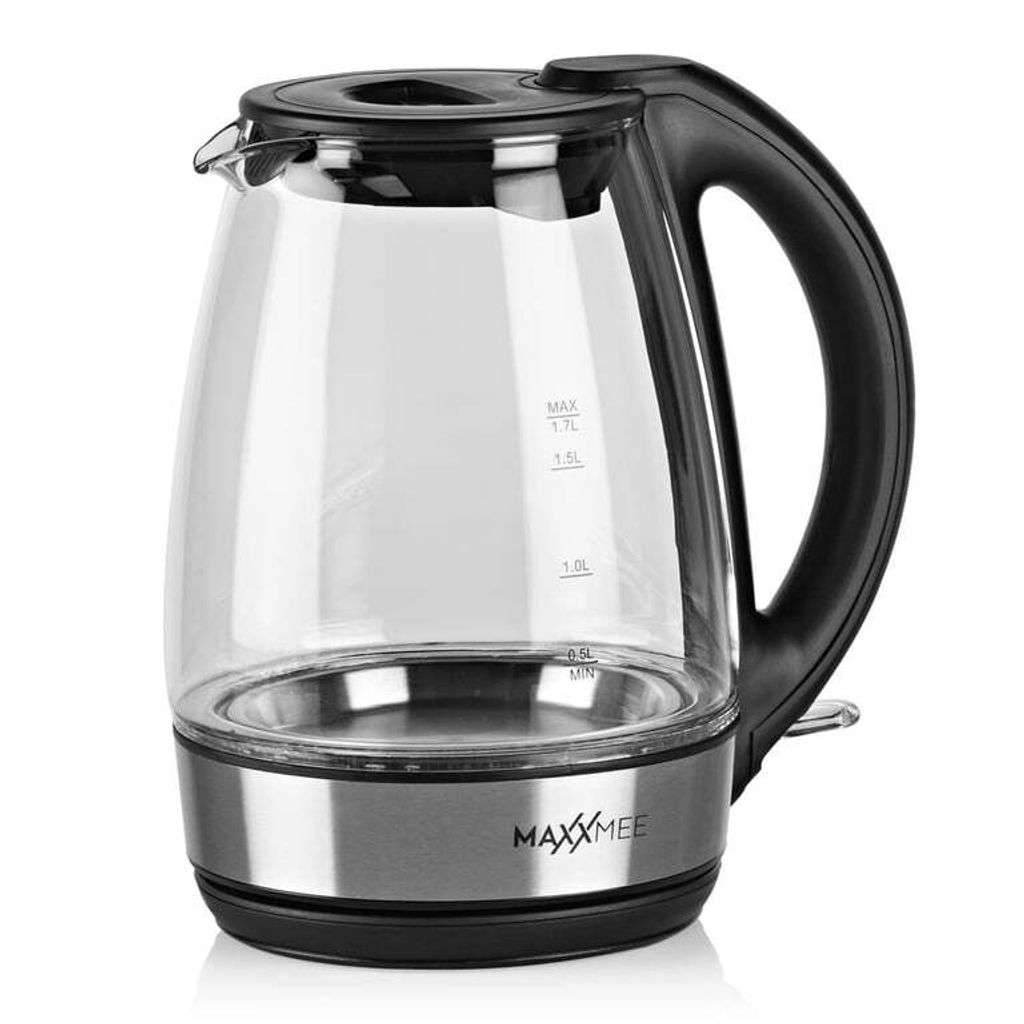 MAXXMEE Glas-Wasserkocher LED - Edelstahl/schwarz