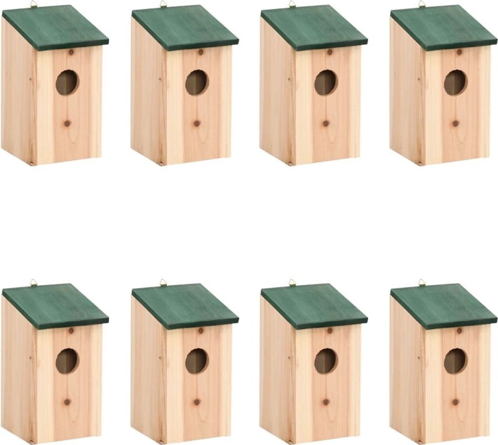 Vogelhäuser 8 Stk. Holz 12x12x22 cm