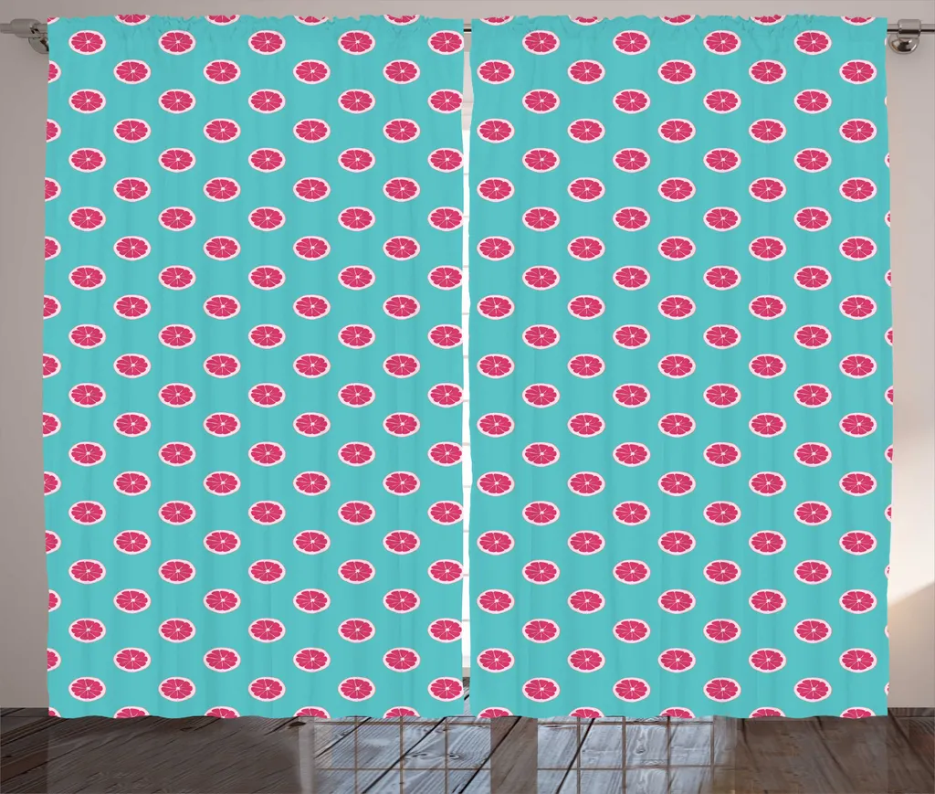Rideau Rustique Pamplemousse ABAKUHAUS 280x225 cm Aqua et Rose Foncé