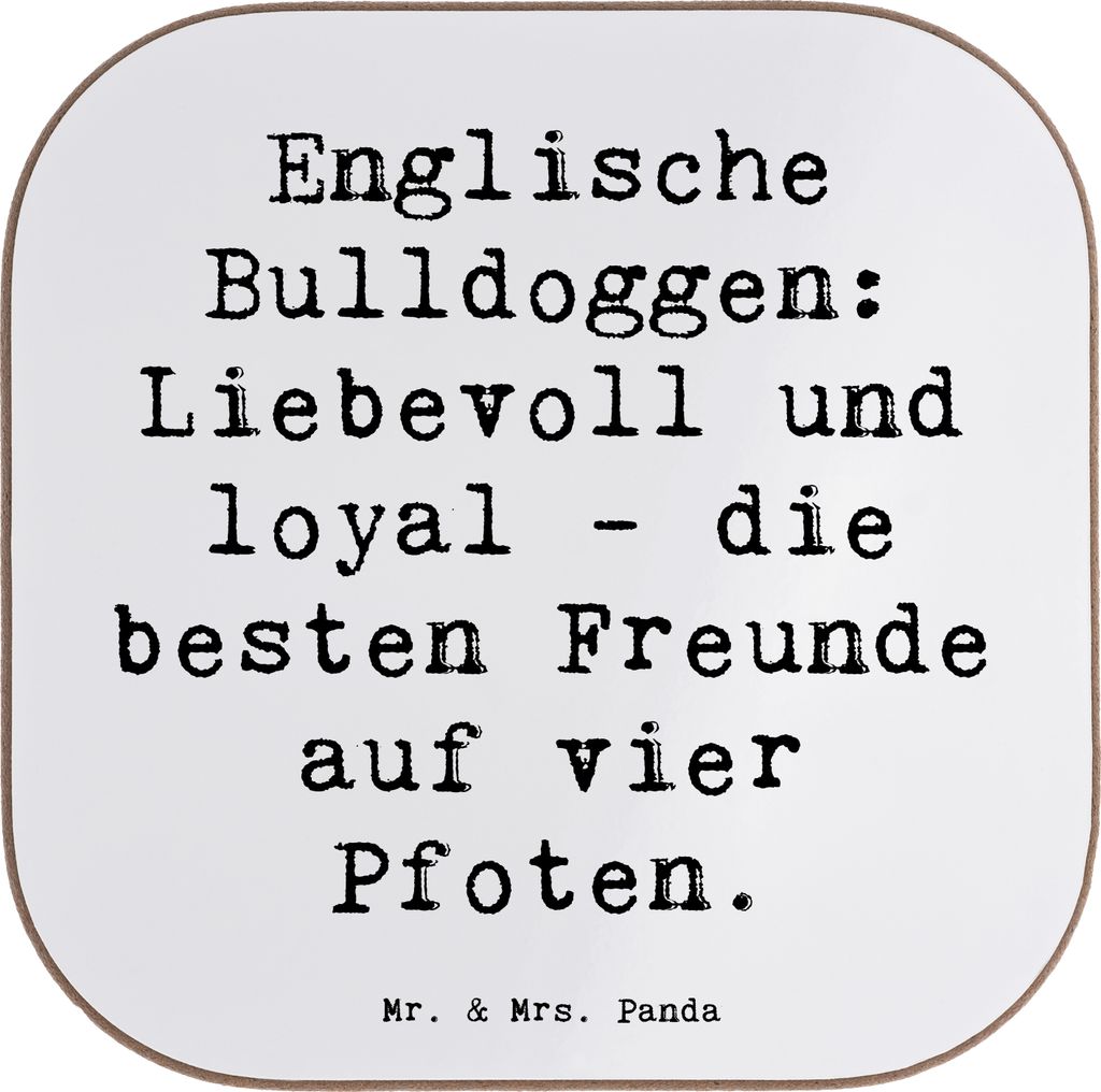 Mr. & Mrs. Panda Tischschoner Spruch Englische Bulldogge Freunde - Weiß - Geschenk, Holzuntersetzer, Untersetzer Gläser, Hunderassen, optimale Er...