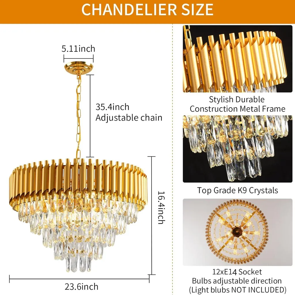 Lustre 7 Branches Variable 300W - Luminaire Modifiable Style Moderne