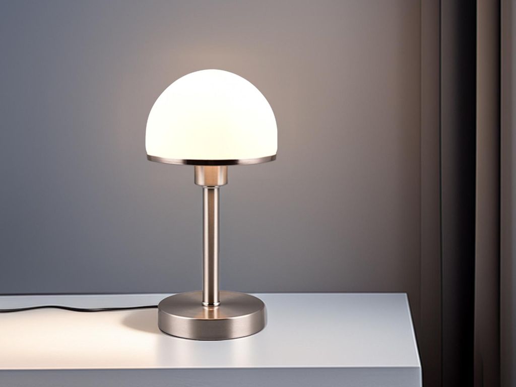 LED Tischleuchte mit Touch Dimmer Silber matt mit Produktbild 