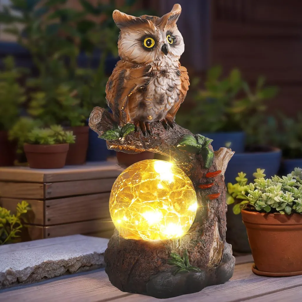 Luminaire solaire chouette anti-intempéries pour éclairer balcon sans fils