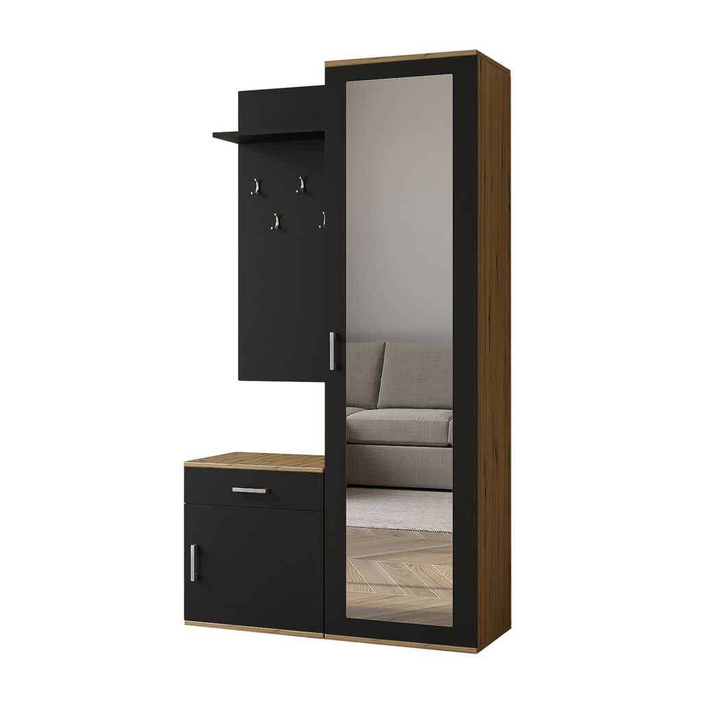 AX LIVING Garderobe mit Spiegel Magnola – 100 cm breit