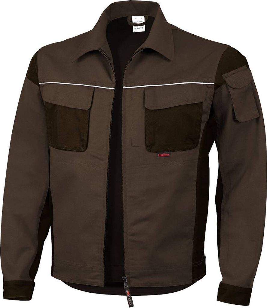 Qualitex Arbeitsjacke - strapazierfähige PROfessionals Arbeitsjacke - faserverstätkt MG 245 g - in Farbe: haselnuss/kastanie - Herren: L - Damen: 46
