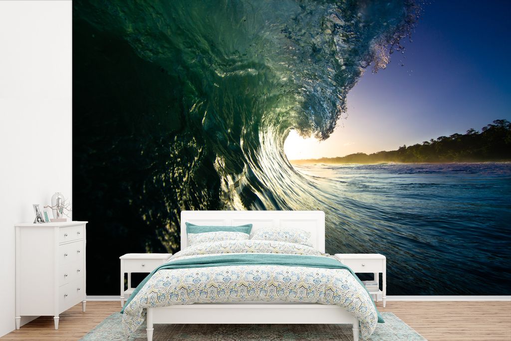 MuchoWow Fototapete für Wohnzimmer oder Schlafzimmer Wandtapete Vinyl Motivtapete Meer - Golf - Sonne - 525x350 cm - Das Hintergrundbild