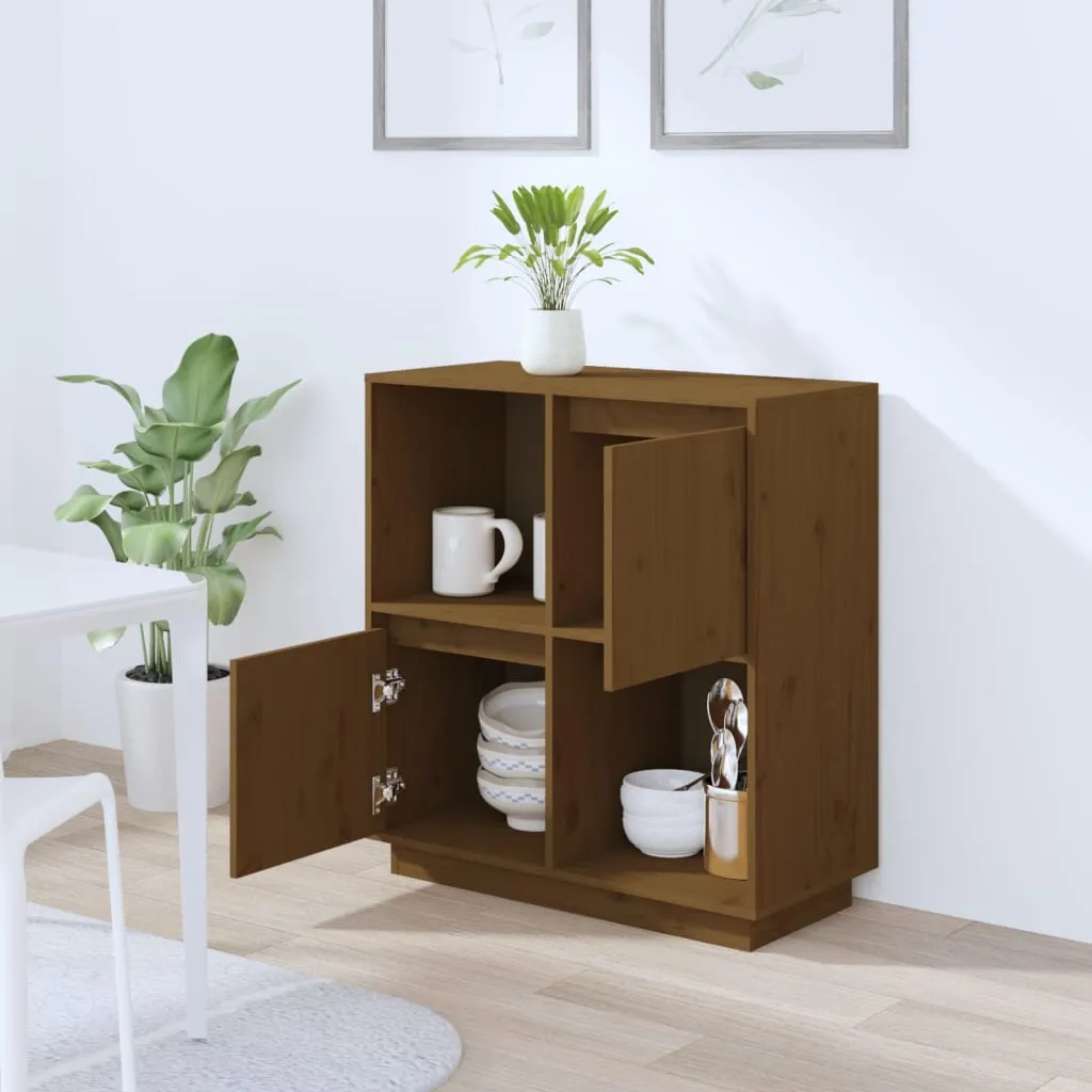 vidaXL Credenza marrone miele 74x35x80 cm in legno di pino massiccio - Credenze - 4