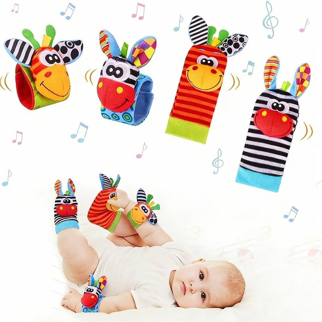Minicee Baby Rassel Socken & Armband Set 4-teilig – Produktbild 