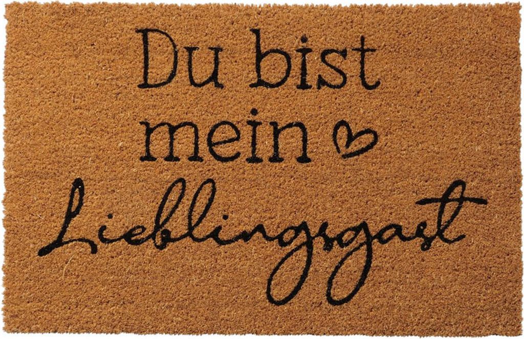 Fußmatte aus Kokos 60x40 cm Aufschrift Du bist mein Lieblingsgast Kokosmatte Türvorleger Fußabtreter Kokosfasern Schmutzfangmatte