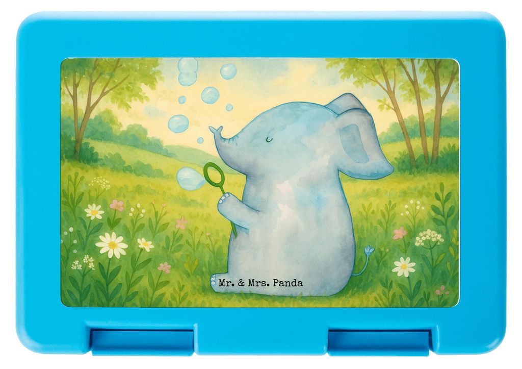Mr. & Mrs. Panda Bento Box Elefant Seifenblasen Design - Weiß - Geschenk, Aufbewahrungsbox essen, Elefanten, Heimat, Vorratsdose, Frühstücksbox,...