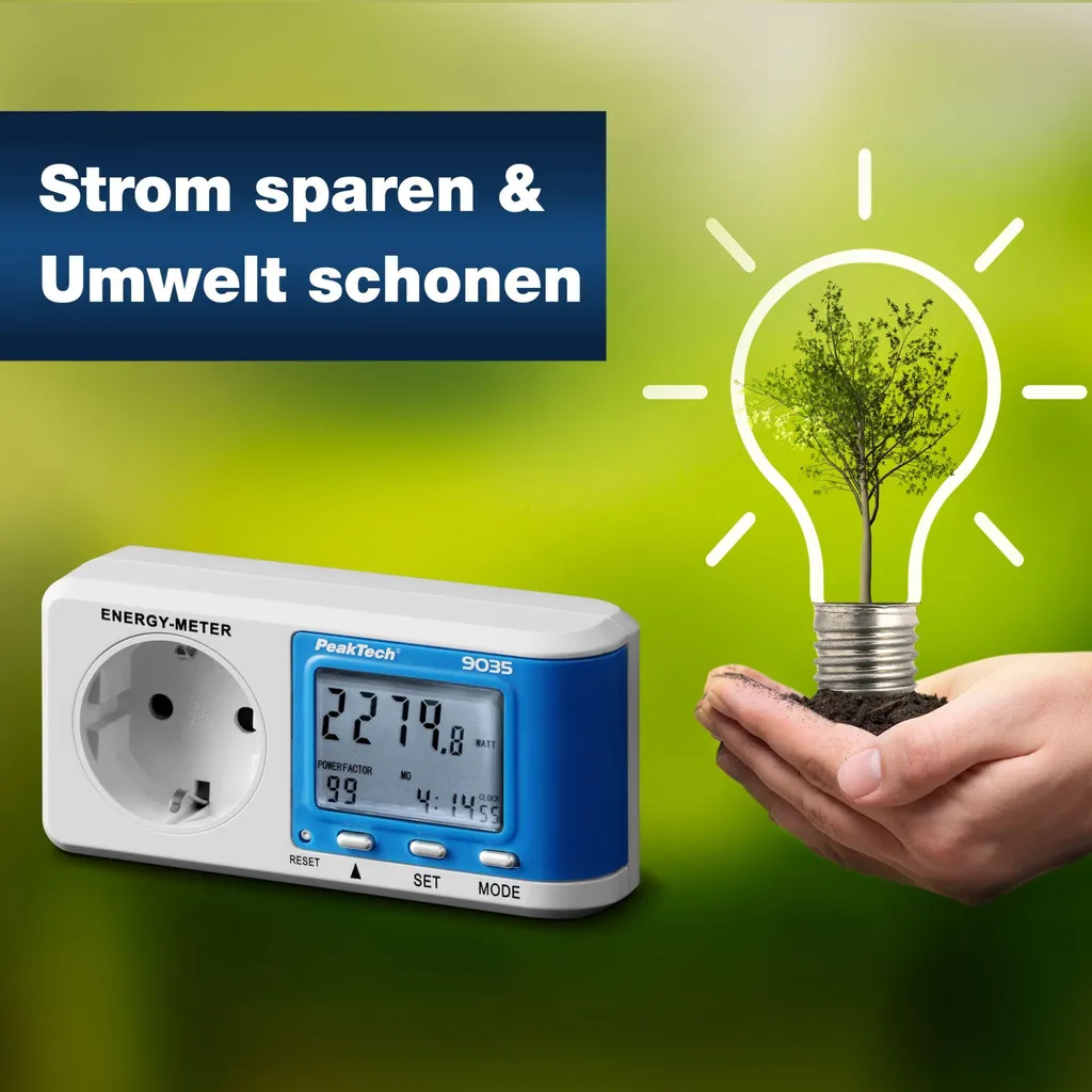 PeakTech 9035 Appareil de mesure d'énergie avec calcul de coût réel