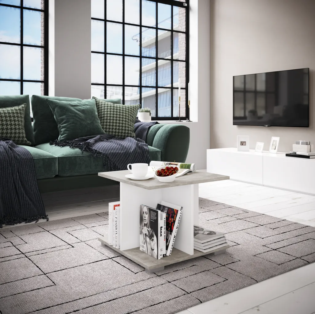 Table basse d'appoint 50 cm Elana pour salon et bureau style béton - 2