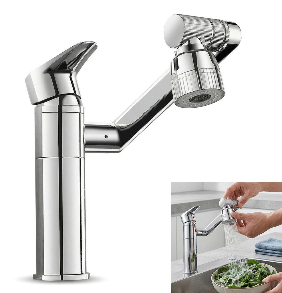 360° Drehbare Badarmatur – Einhandmischer Waschtischarmatur, Zwei Modi, Mit Schlauch, Mischbatterie Wasserhahn für Waschbecken, Bad Faucet