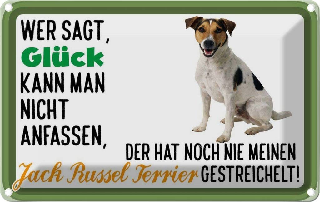 vianmo Blechschild 12x18 cm Glück Jack Russel Terrier Hund Tier Haustier