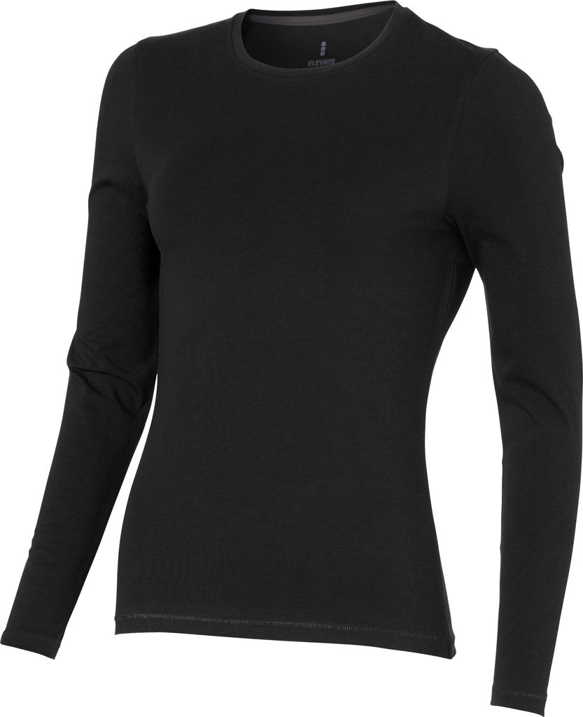 Elevate Damen T-Shirt Ponoka, langärmlig PF1812 (L) (Schwarz)