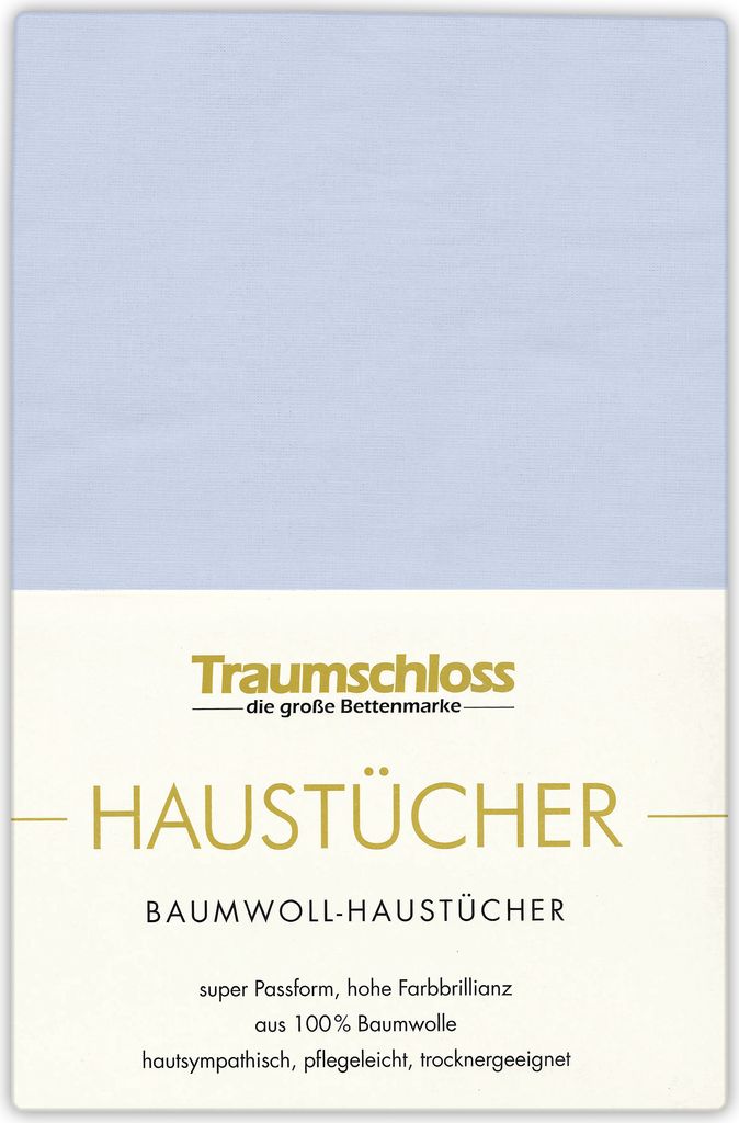 Traumschloss Betttuch Haustuch 240 x 260 cm hellblau aus 100% Baumwolle, ohne Gummizug